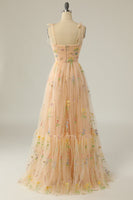 Load image into Gallery viewer, Champagne Embroidery Long Formal Dress