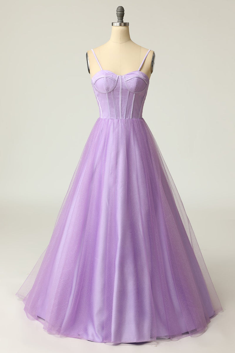 Load image into Gallery viewer, A Line Spaghetti Straps Sky Blue Long Formal Dress