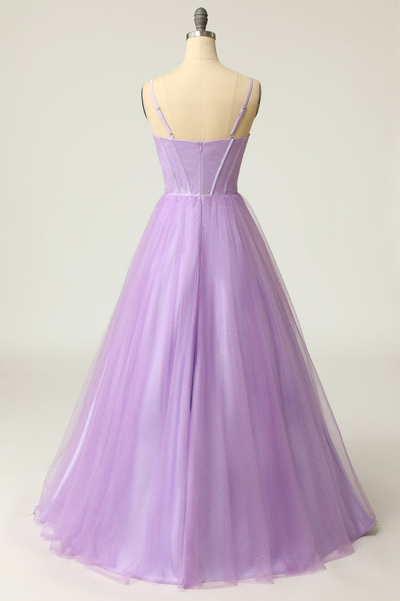 Load image into Gallery viewer, A Line Spaghetti Straps Sky Blue Long Formal Dress