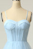 Load image into Gallery viewer, A Line Spaghetti Straps Sky Blue Long Formal Dress