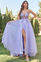 Load image into Gallery viewer, Lavender Tulle A-line Formal Dress with Beading