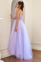Load image into Gallery viewer, Purple Beading Tulle Formal Dress
