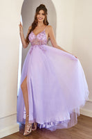 Load image into Gallery viewer, Purple Beading Tulle Formal Dress