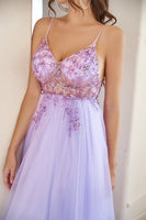 Load image into Gallery viewer, Purple Beading Tulle Formal Dress