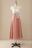 Load image into Gallery viewer, V Neck Short Sleeves Pink Mother of The Bride Dress with Appliques