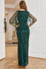 Load image into Gallery viewer, Dark Green Long Formal Dress with Beading
