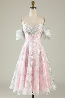 Load image into Gallery viewer, Pink Flower Printed Short Formal Dress