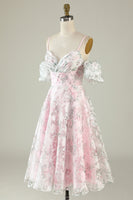 Load image into Gallery viewer, Pink Flower Printed Short Formal Dress