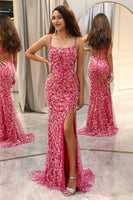 Load image into Gallery viewer, Fuchsia Mermaid Long Appliqued Formal Dress With Slit