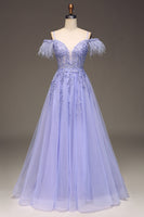 Load image into Gallery viewer, A-Line Cold Shoulder Lilac Corset Formal Dress with Appliques