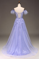 Load image into Gallery viewer, A-Line Cold Shoulder Lilac Corset Formal Dress with Appliques