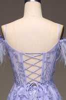 Load image into Gallery viewer, A-Line Cold Shoulder Lilac Corset Formal Dress with Appliques