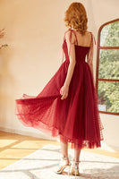 Load image into Gallery viewer, Red Polka Dots Spaghetti Straps Formal Dress