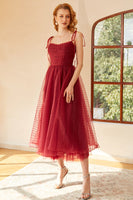 Load image into Gallery viewer, Red Polka Dots Spaghetti Straps Formal Dress