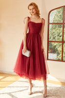 Load image into Gallery viewer, Red Polka Dots Spaghetti Straps Formal Dress