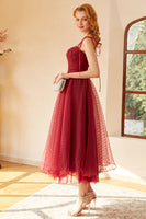 Load image into Gallery viewer, Red Polka Dots Spaghetti Straps Formal Dress