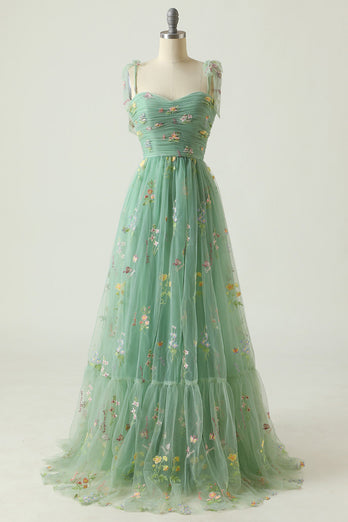 Champagne Embroidery Long Formal Dress