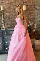 Load image into Gallery viewer, A Line Spaghetti Straps Light Purple Long Formal Dress