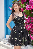 Load image into Gallery viewer, Cute A-Line Black Short Formal Dress With Embroidery