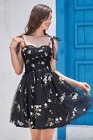 Load image into Gallery viewer, Cute A-Line Black Short Formal Dress With Embroidery