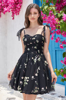 Load image into Gallery viewer, Cute A-Line Black Short Formal Dress With Embroidery