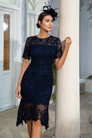 Load image into Gallery viewer, Navy Lace Mermaid Mother of the Bride Dress