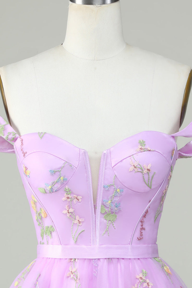 Load image into Gallery viewer, Cute A Line Sweetheart Grey Blue Short Formal Dress with Embroidery
