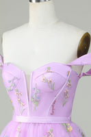 Load image into Gallery viewer, Cute A Line Sweetheart Purple Short Formal Dress with Embroidery