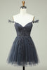 Load image into Gallery viewer, Unique A Line Spaghetti Straps Mint Short Formal Dress with Appliques