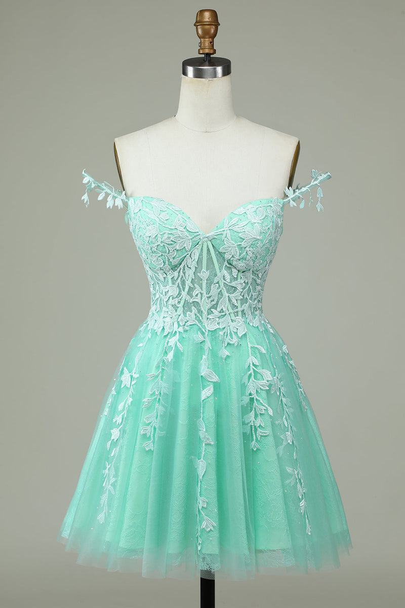 Load image into Gallery viewer, Cute A Line Spaghetti Straps Pink Short Formal Dress with Appliques