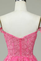 Load image into Gallery viewer, Cute A Line Spaghetti Straps Pink Short Formal Dress with Appliques