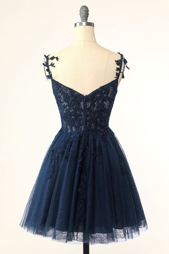 Cute A Line Spaghetti Straps Mint Short Formal Dress with Appliques