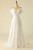 Load image into Gallery viewer, White Off the Shoulder Tulle Wedding Dress