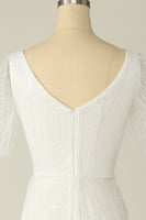 Load image into Gallery viewer, White V Neck Lace Wedding Dress