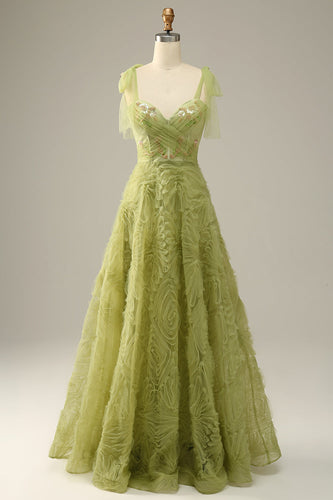 Light Green A-Line Formal Dress With Embroidery