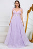 Load image into Gallery viewer, Purple A-Line Formal Dress With Embroidery