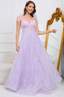 Load image into Gallery viewer, Purple A-Line Formal Dress With Embroidery