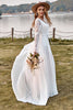 Load image into Gallery viewer, Ivory Lace Chiffon Trumpet Sleeve Boho Wedding Dress