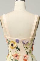 Load image into Gallery viewer, Champagne Spaghetti Straps Long Formal Dress With 3D Flowers