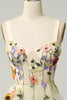 Load image into Gallery viewer, Champagne Spaghetti Straps Long Formal Dress With 3D Flowers