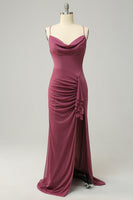 Load image into Gallery viewer, Plus Size Desert Rose Spaghetti Straps Long Formal Dress with Slit