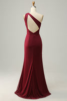 Load image into Gallery viewer, One Shoulder Desert Rose Long Bridesmaid Dress with Slit