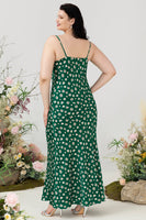 Load image into Gallery viewer, Green Floral Print Summer Plus Size Bridesmaid Dress