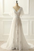 Load image into Gallery viewer, V-Neck Ivory Long Formal Dress with Ruffles