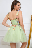 Load image into Gallery viewer, A-Line Spaghetti Straps Green Short Formal Dress with Appliques