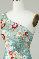 Load image into Gallery viewer, One Shoulder Black Sequin Beading Short Formal Dress