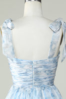 Load image into Gallery viewer, Blue A Line Spaghetti Straps Short Formal Dress