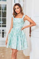 Load image into Gallery viewer, Stylish A Line Sage Printed Short Formal Dress