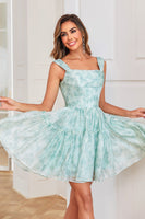 Load image into Gallery viewer, Stylish A Line Sage Printed Short Formal Dress