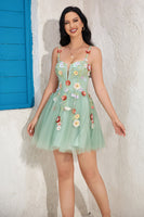 Load image into Gallery viewer, Cute A Line Spaghetti Straps Light Green Short Formal Dress with Appliques